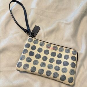 Coach Cream and Black Polka Dot Wristlet